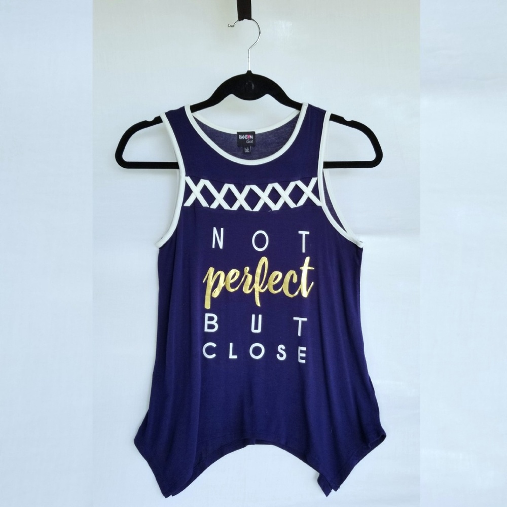 Cute Girl's Criss Cross Navy Tank Top